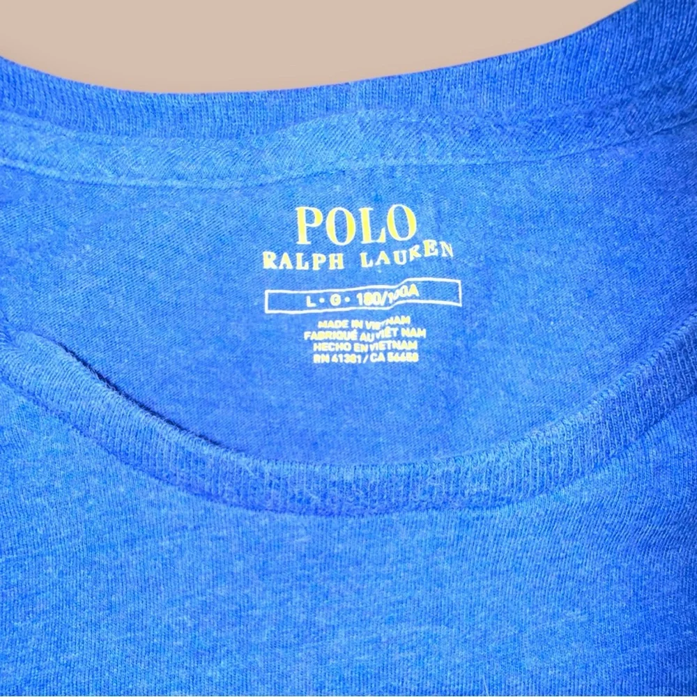Polo Ralph Lauren T Shirt L Blue Pony Logo‎ Crew Neck Cotton Classic